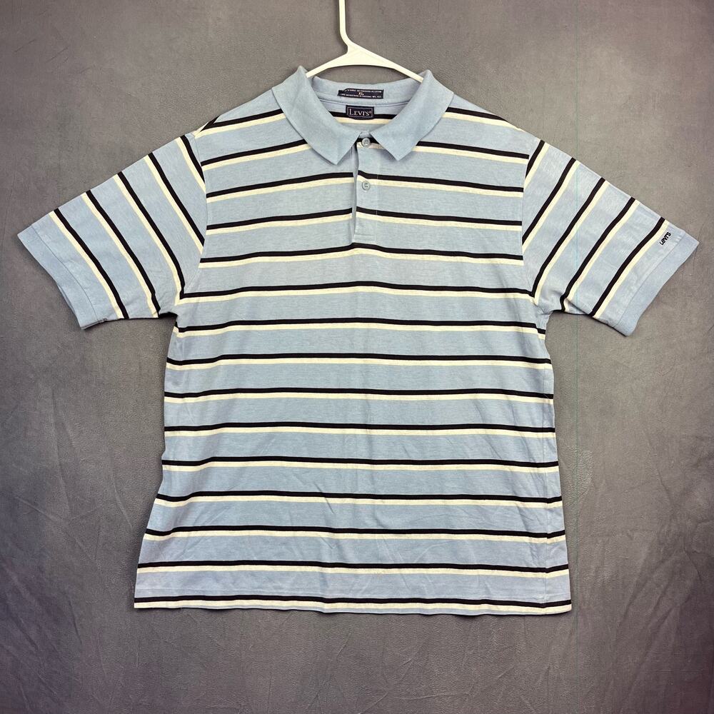 Vintage Levi's Mens XL Polo Striped Thin Embroider Logo Preppy Academia Golf